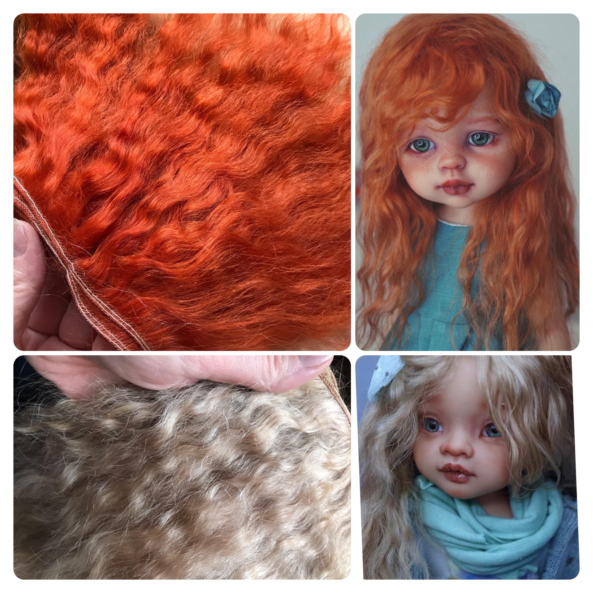 I capelli ricci delle bambole in mohair di alta qualità sono ideali per realizzare le parrucche e per il rooting