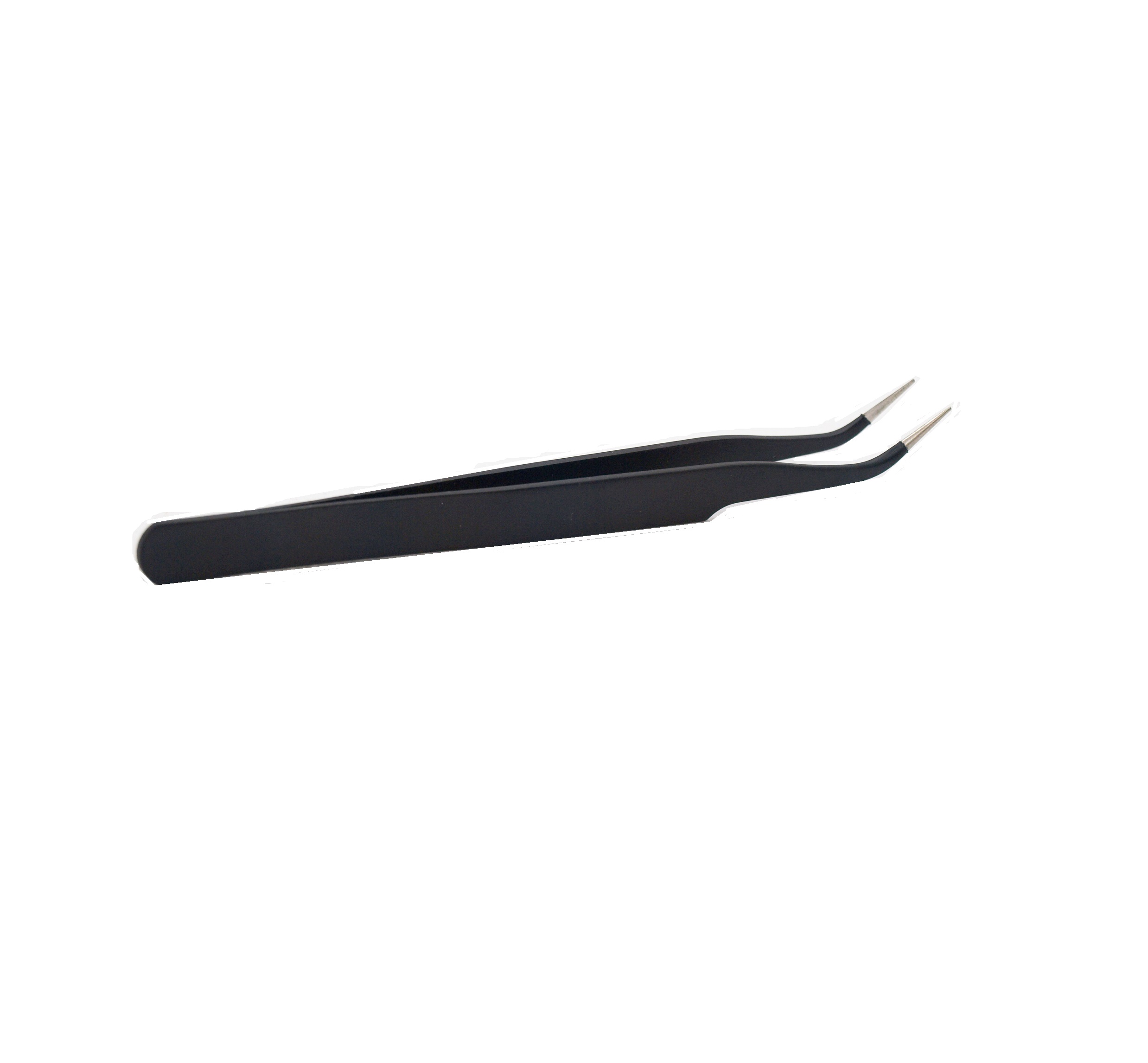 Tweezer with curved tip for miniatura.