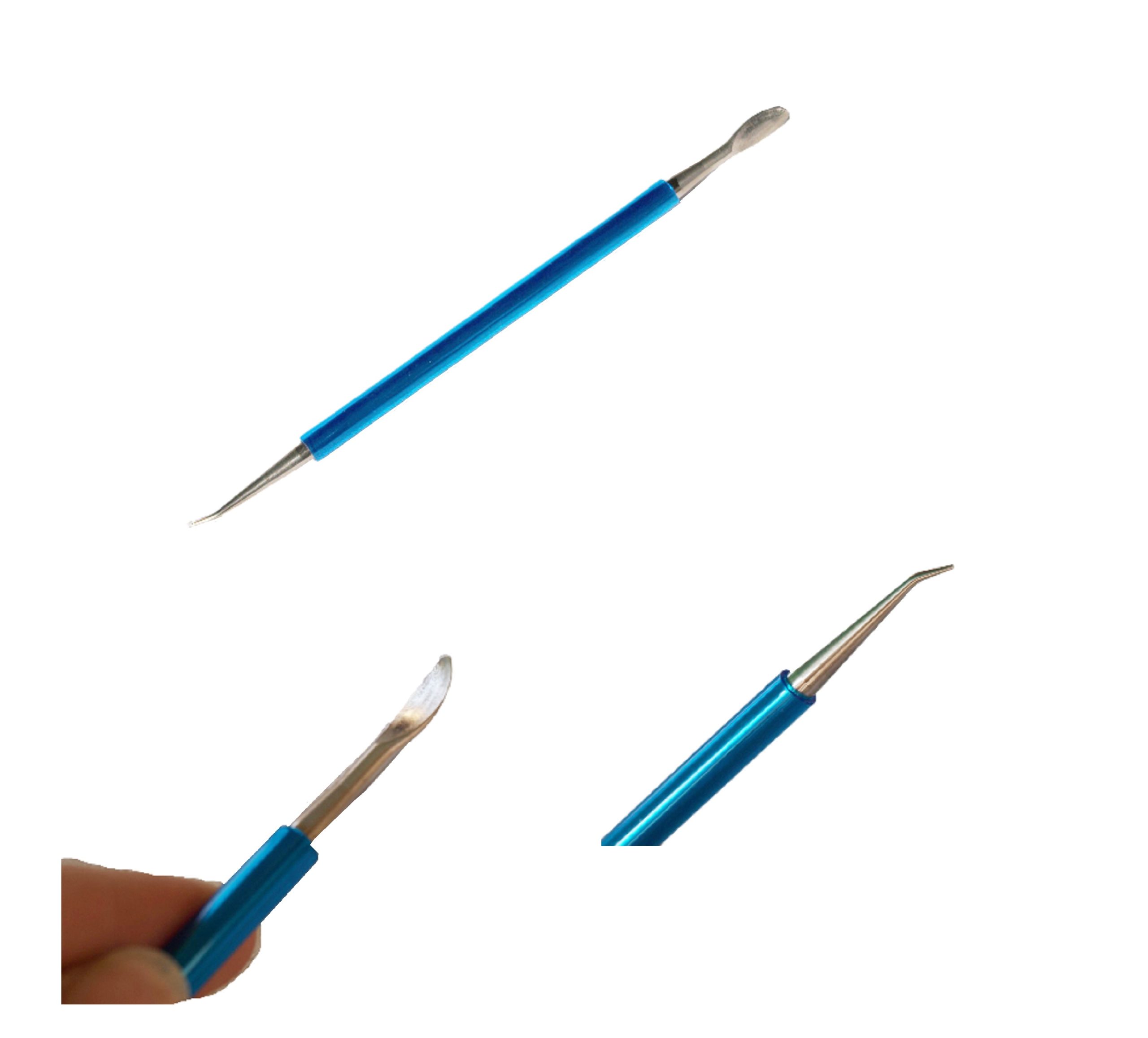 Sculpting tool spatula and claw. Blue grip.